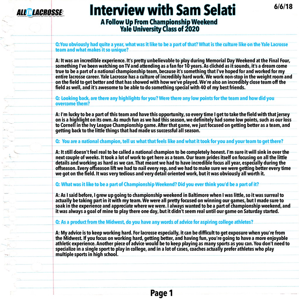 Sam Selati Championship Interview