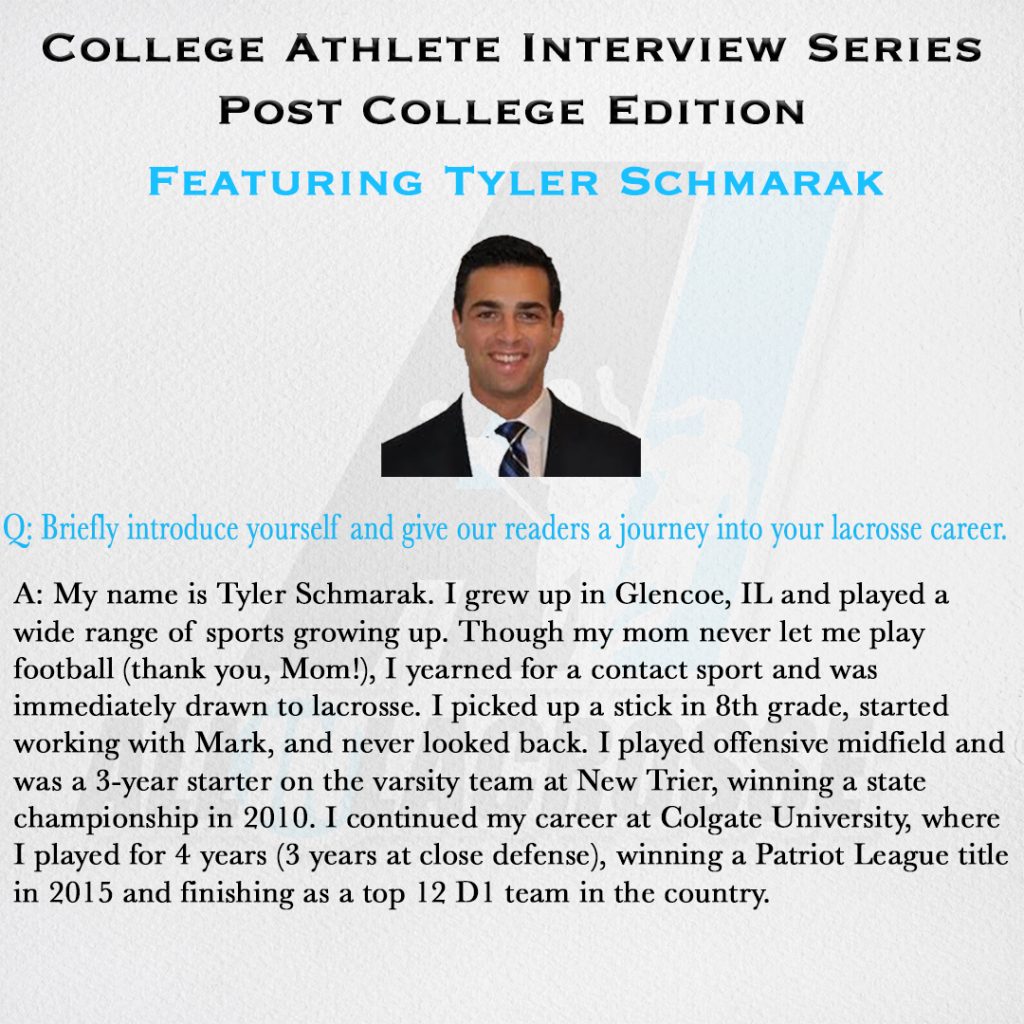 Tyler Schmarak photo and interview about playing lacrosse at ALL IN Lacrosse of Illinois, a premier lacrosse club. 